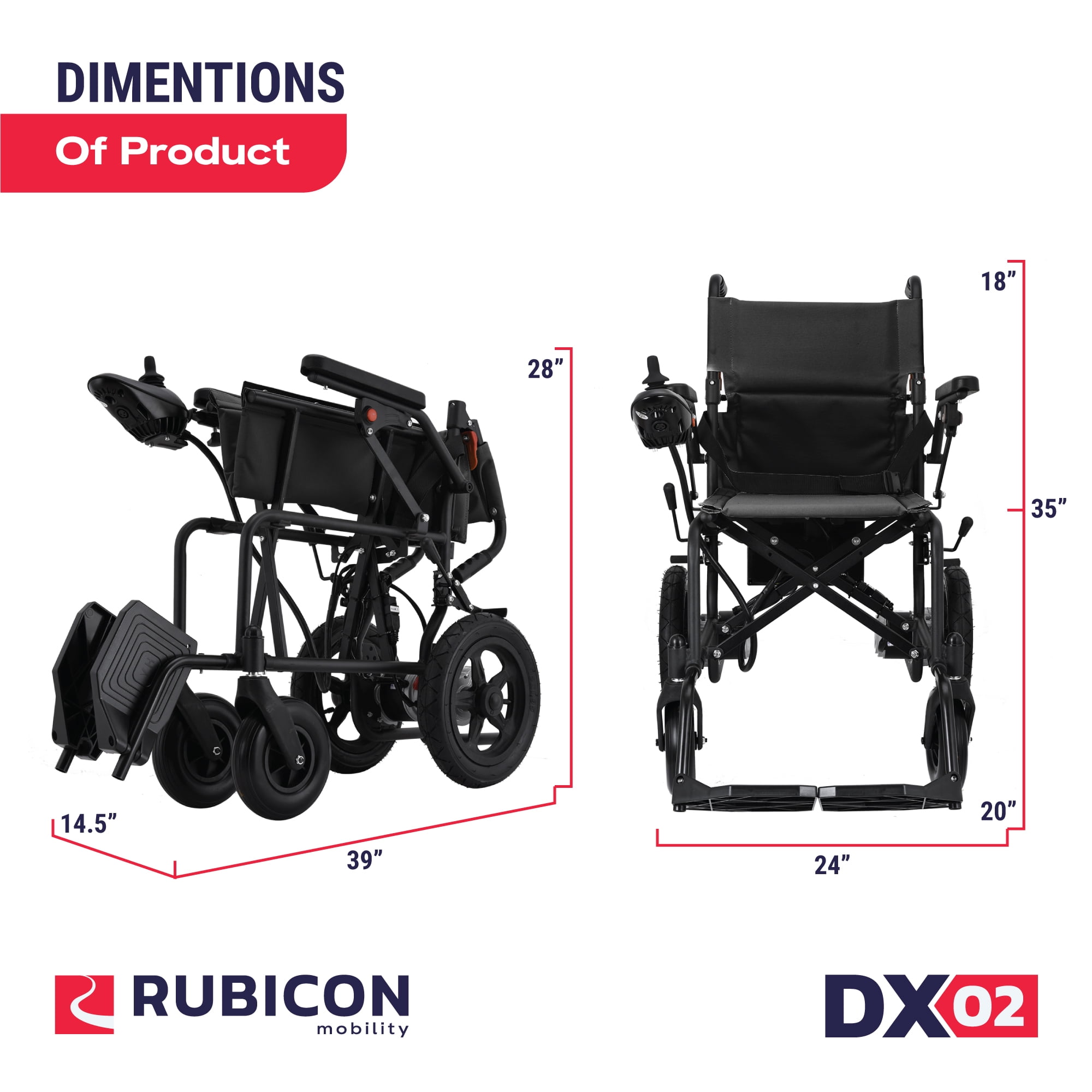 Lightweight Foldable Electric Wheelchair for Seniors, 500W Motor Power, ONLY 40LBS