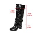 thumbnail image 2 of SACFOF Knee High Boots Women Fall Slouchy Fold Over Tall Boots Round Toe Chunky Heel Pleated Fold Over Knee High Boot, 2 of 6