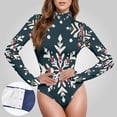 thumbnail image 3 of Christmas Snowflakes Women's Bodysuit Jumpsuit Mock Turtle Neck Long Sleeve TopsOne Piece Leotards Shirt Yoga Outfits, 3 of 8