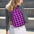 thumbnail image 5 of Adobk Purple Black Buffalo Plaid Print Canvas Backpack, Adjustable Shoulder Straps Large Capacity Stylish Design for School, Travel, Office-Medium, 5 of 5