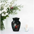 thumbnail image 7 of JAGASY Red Cardinal Urns for Parents - Black Small Urns for Human Ashes Keepsake - Funeral Urn for Ashes Adult Male & Female - Red Berry Mini Leaf Urn for Mom Dad - (3 Inch), 7 of 7