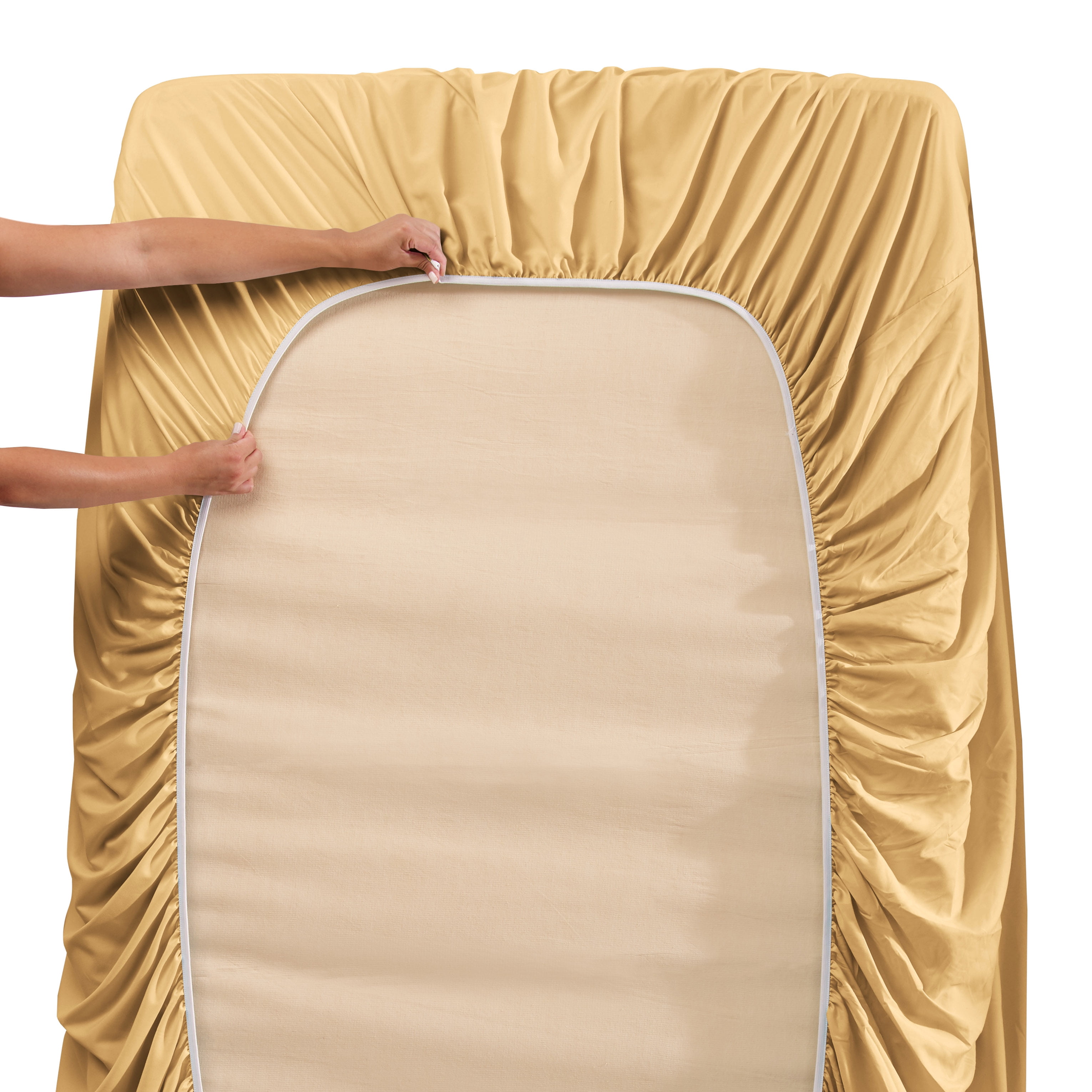 Premium 1800 Collection 18" - 21" Extra Deep Pocket Fitted Sheet, Fits High Profile Mattresses with Toppers, Double Brushed Soft Microfiber, Hypoallergenic, Full Size - Camel Gold
