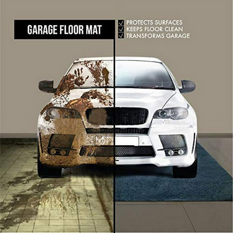 JDGG Waterproof Garage Floor Mat for Under Car, 7'9x18' Heavy Duty  Containment Mat with Free Floor Squeegee, Protects Garage Floor from Water,  Mud