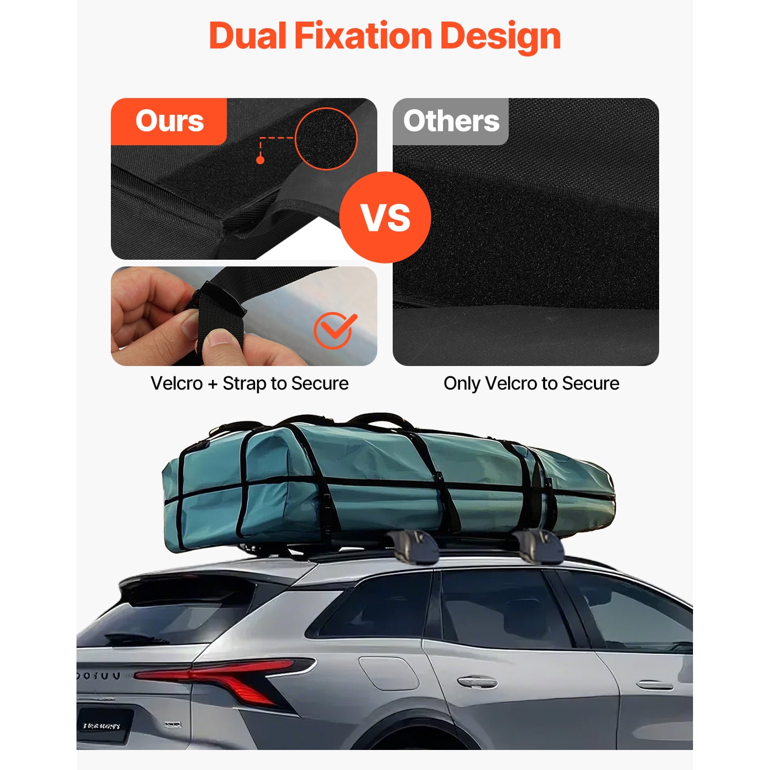 KFFKFF Cushioned Roof Rack Pads, 28" All-Purpose Vehicle Roof Rack Pads for Diverse Crossbars, 88LBS Weight Limit Luggage Kayak Holder with 2 Securing Straps & Velcros