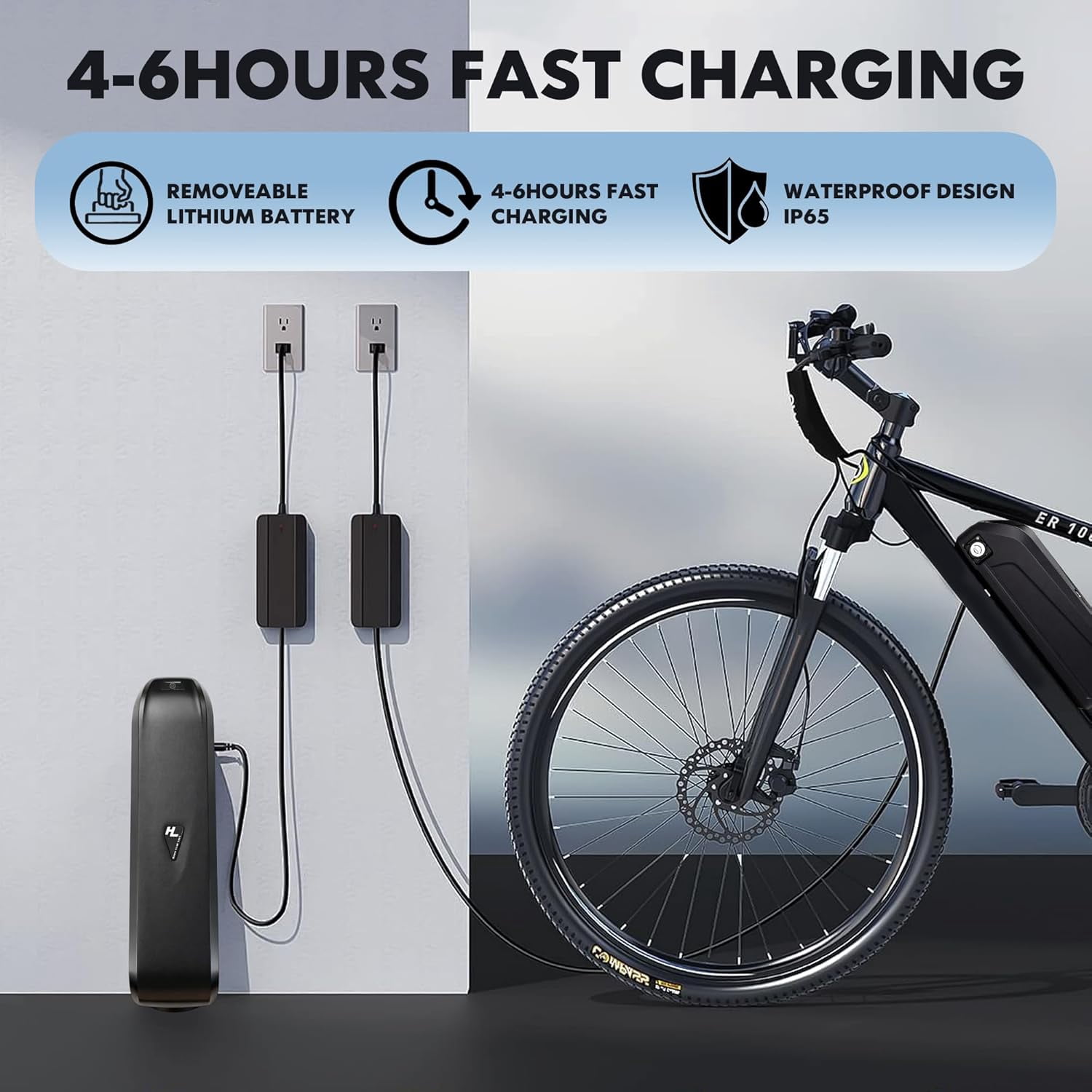 48V 17.5Ah Lithium Ebike Battery, w/ 30A BMS, for Electric Bicycles & E-Motorcycles(100W-1500W) , Includes  5Pins Base, XT60 Connector