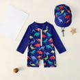 thumbnail image 2 of Zanarzt Baby Swimsuit Romper Baby Boy Swimsuit One Piece Long Sleeve Bathing Suit Rash Guard UPF 50+ Sun Protection with Hat Dark Blue,3-4 Years, 2 of 6