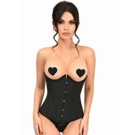 

Lavish Pinstripe Underwire Open Cup Underbust Corset
