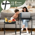thumbnail image 2 of Adjustable TV Tray Table, HONEIER C-Shaped Side Table, TV Dinner Tray with 6 Heights & 3 Tilt Angles, Cup Holder, Folding Table on Couch & Bed Black, 2 of 9
