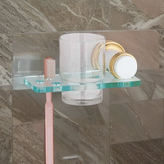 Renovators Supply Glass Toothbrush Holder Wall Mounted Victorian Spectrum Brass Bracket