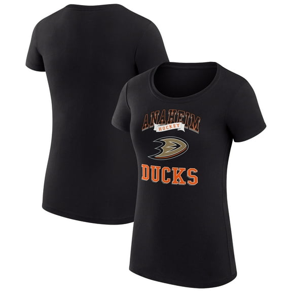 Women's G-III 4Her by Carl Banks Black Anaheim Ducks Super-Slim Fit Lightweight Team Logo Graphic T-Shirt