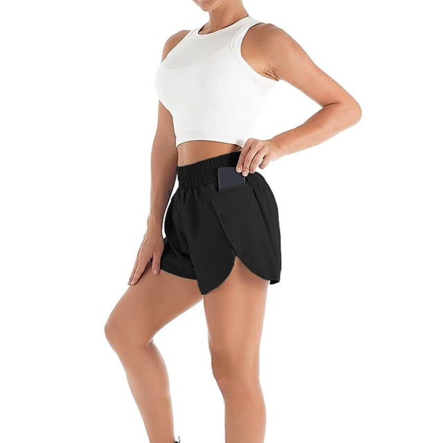 FOCUSNORM Solid Color Athletic Shorts Compression Underwear Lining Pockets