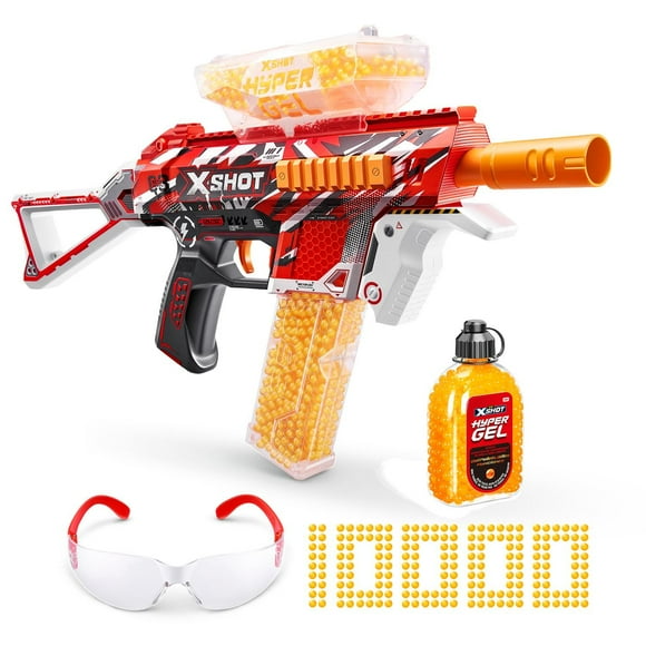 XSHOT Hyper Gel Trace Fire Blaster (10,000 Hyper Gel Pellets) by ZURU, Foam Blaster for Kids