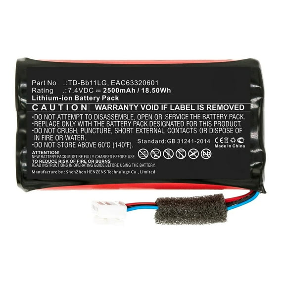 Batteries N Accessories BNA-WB-L12836 Speaker Battery - Li-ion, 7.4V, 2500mAh, Ultra High Capacity - Replacement for LG TD-Bb11LG Battery