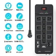 CRST 12 Outlets Surge Protector Power Strip with USB Network Coax Phone