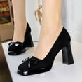 thumbnail image 4 of Women Square Toe High Heels 9CM Sexy Pumps Faux Suede Bowknot Ladies Wedding Shoes for Bride Prom Party, 4 of 6