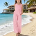 thumbnail image 3 of Vornjynx Kids Girls Outfit Sets Crew Neck Tank Tops and Loose Pants Summer Trendy Holiday Clothes 2 Piece Pink Size 10, 3 of 10