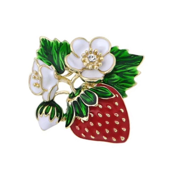 lanema Sparkling Rhinestones Strawberry Brooch Pin Fruit Shaped Lapel Badge Breastpin Accessory for Parties and Daily Wear