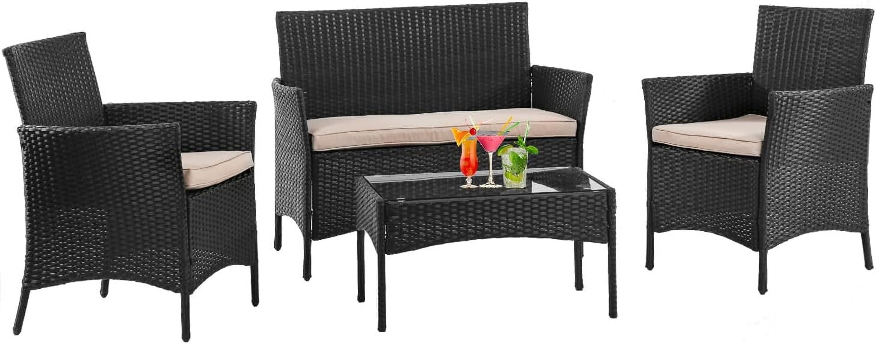 FDW Patio Furniture Set 4 Pieces Outdoor Rattan Chair Wicker Sofa Garden Pool/Backyard