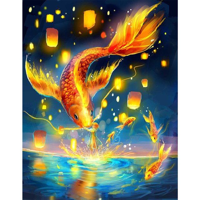 Wdftyju Full Cross Stitch Handcraft 11CT Stamped Fishes Costura DIY Home Ornament Kit Wdftyju 6rw2yj9hz2hg2pr3