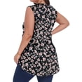 thumbnail image 3 of OutfitShow Women Plus Size Blouse, Casual V Neck Sleeveless Shirt Pleated Button Tunic Top, 3 of 7