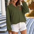 thumbnail image 5 of Eryao Preppy Sweatshirts for Women Oversized Quarter Zip Long Sleeve Pullovers Baggy Lightweight Colorblock Tops Army Green M, 5 of 9