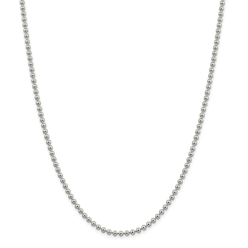 Brilliant Bijou Solid .925 Sterling Silver 3mm Bead Chain Necklace 20 inches 