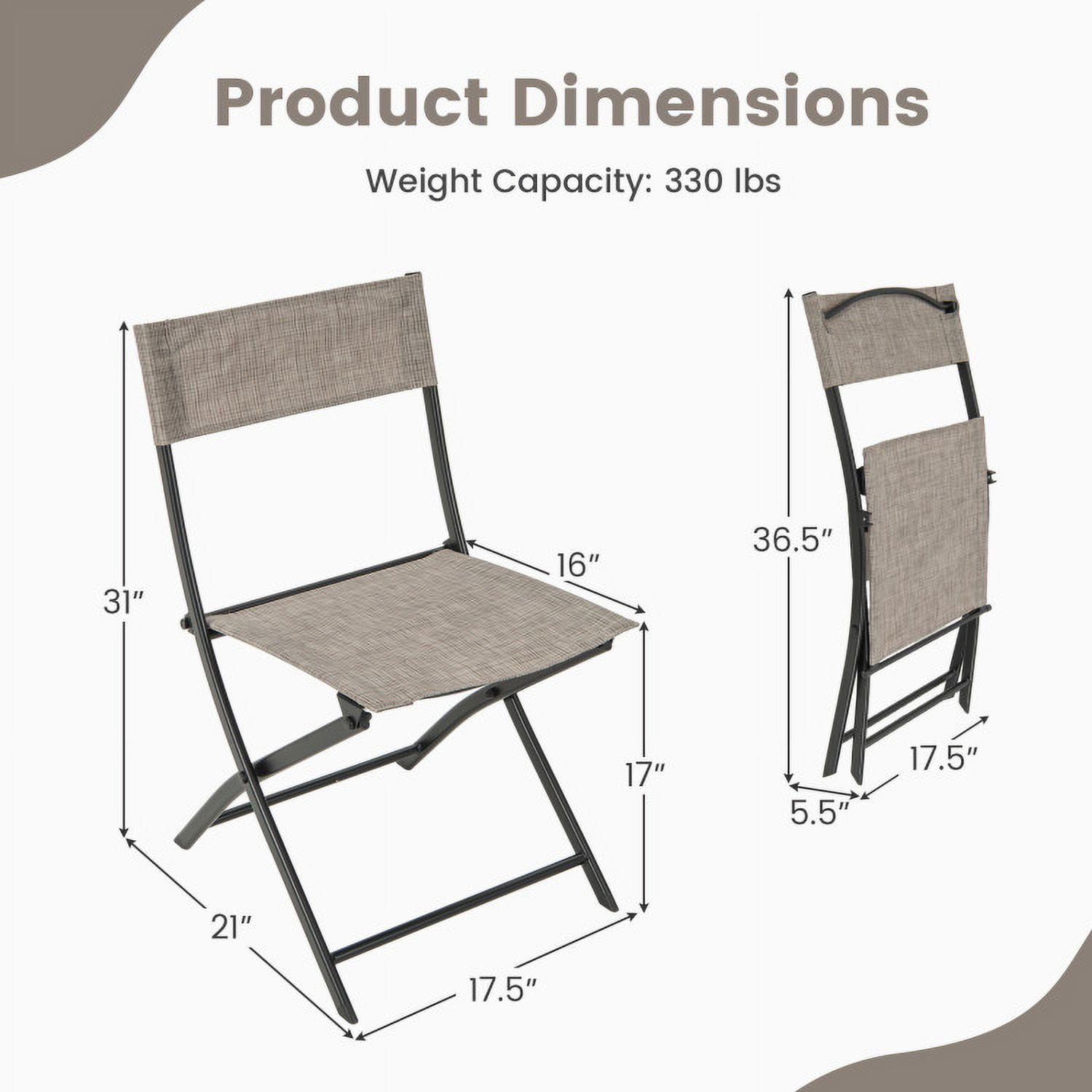 Aimee Lii Patio Folding Chairs Set of 4 Lightweight Camping Chairs with Breathable Seat, Outdoor Patio Set, Brown Aimee Lii Patio Folding Chairs Set of 4 Lightweight Camping Chairs with Breathable Seat, Outdoor Patio Set, Brown