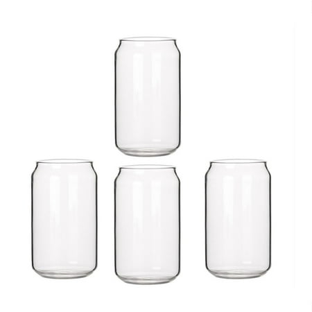 

4 Pack Can Shape Glass Fashion Water Milk Simple Cup Beer Glass Shake Glass Dessert Cup Cola Mug 400ML