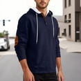 thumbnail image 2 of IWRICH Waffle Hoodie for Men Long Sleeve Casual Breathable Hooded Sweatshirts Loose Fit Lightweight Cozy Pullover Tops Navy S, 2 of 5