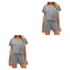 thumbnail image 3 of Qarigey 2 unids/set de camiseta para mujer, pantalones cortos, deportes, Fitness, traje para niñas, fiesta de vacaciones en la playa, traje Gris L 2Conjunto, 3 of 6
