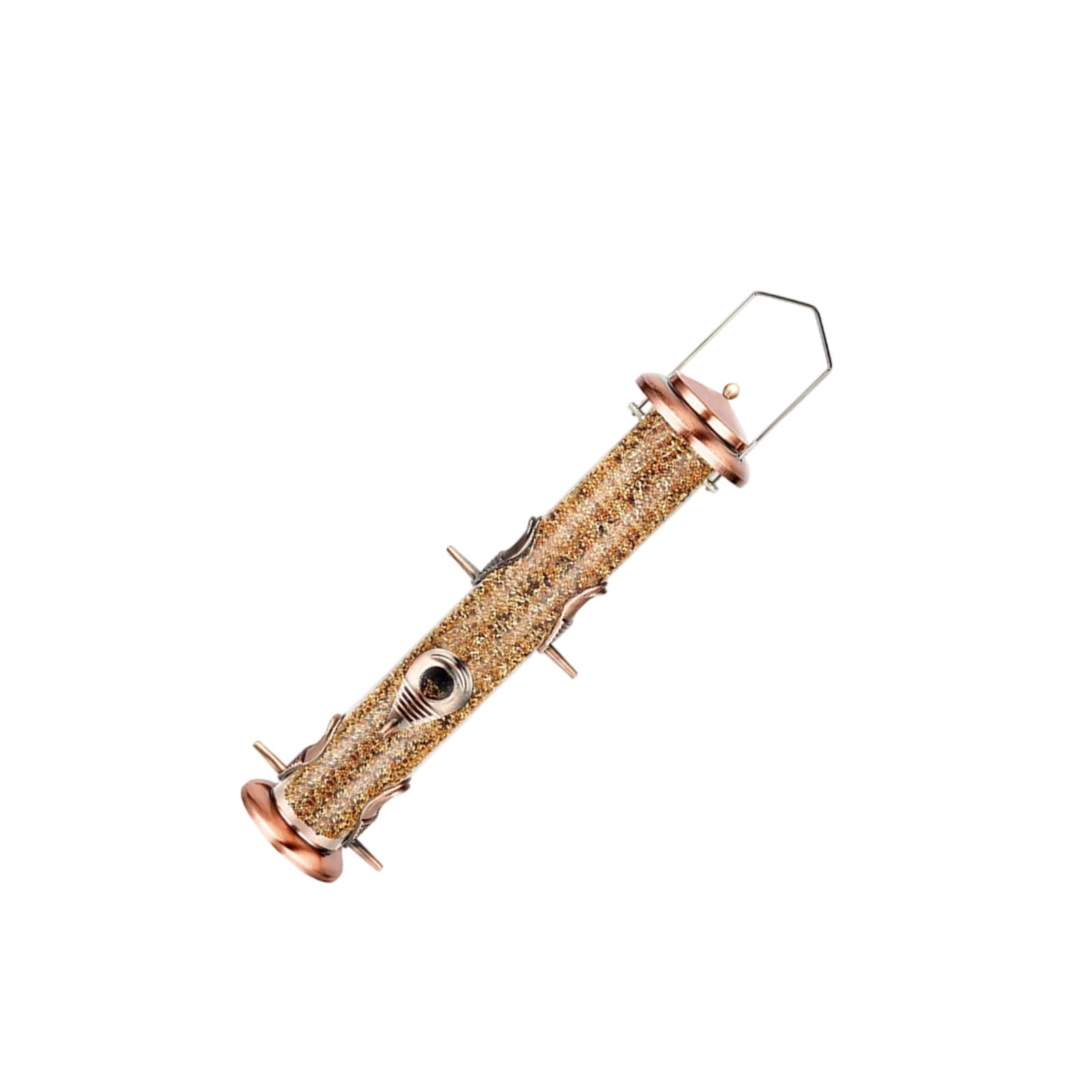 Metal Bird Feeder 6 Ports Squirrel Easy Fill Lift Cover Transparent Tube Stable
