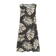 thumbnail image 5 of Women's Linen Mini Dress with Pockets, Floral Print O-neck Sleeveless T-Shirts Dress, Bohemian Loose Tank Dresses, 5 of 5