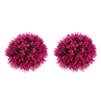 2Pcs Topiary Balls Artificial Outdoor, Faux Purple Eucalyptus Decorative Balls, Fake Plant Sphere, Round Artificial
