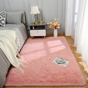 Softlife Stylish Soft Shaggy Velvet Carpet for Living Room/Bedroom, Fluffy Area Rugs,5x8,Cherry Pink