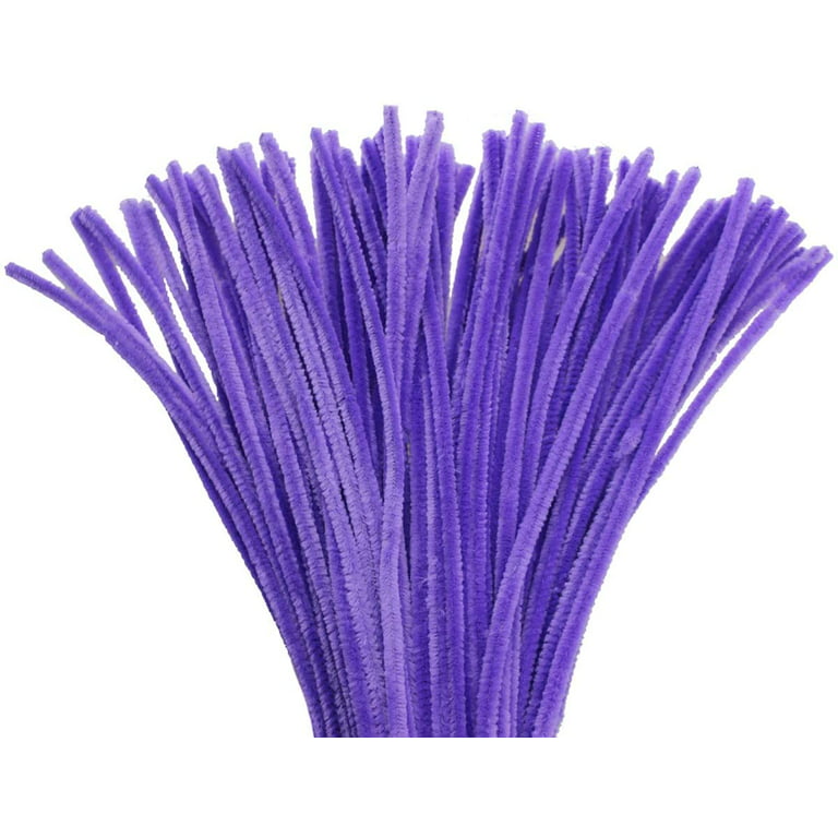 HONSITML Craft Pipe Cleaners 100 Pcs Purple Chenille Stem 6mm x 12 inch Twistable Stems Childrens Bendable Sculpting Sticks for Crafts and Arts (Purple)