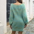 thumbnail image 5 of Ediodpoh Women Long Sleeve Fashionable Solid Button Knitted Dress Medium Sweater Dresses Wool for Casual Wear Blue S, 5 of 9
