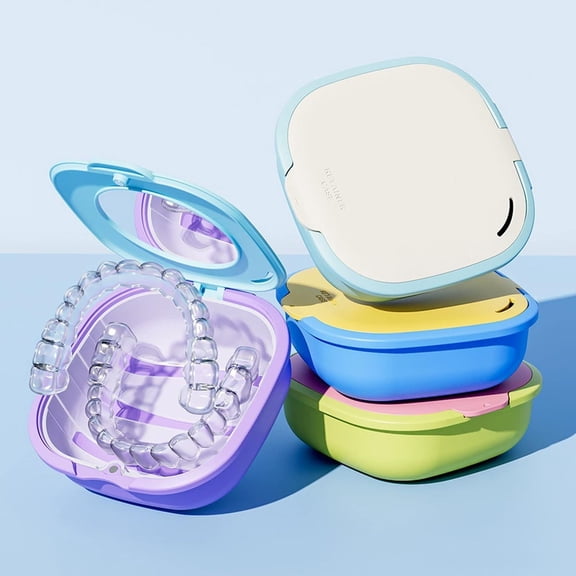 Yhmxh Retainer Case for Invisalign & Clear Aligners, Portable Orthodontic Case with Vent Holes Mirror Magnetic Closure Travel-Friendly Mouth Guard Holder for Travel