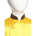 thumbnail image 5 of vastwit Kids Boys Indian Traditional Kurtan Top Silky Satin Long Sleeve Button Down Formal Dress Shirts Gold 8, 5 of 7