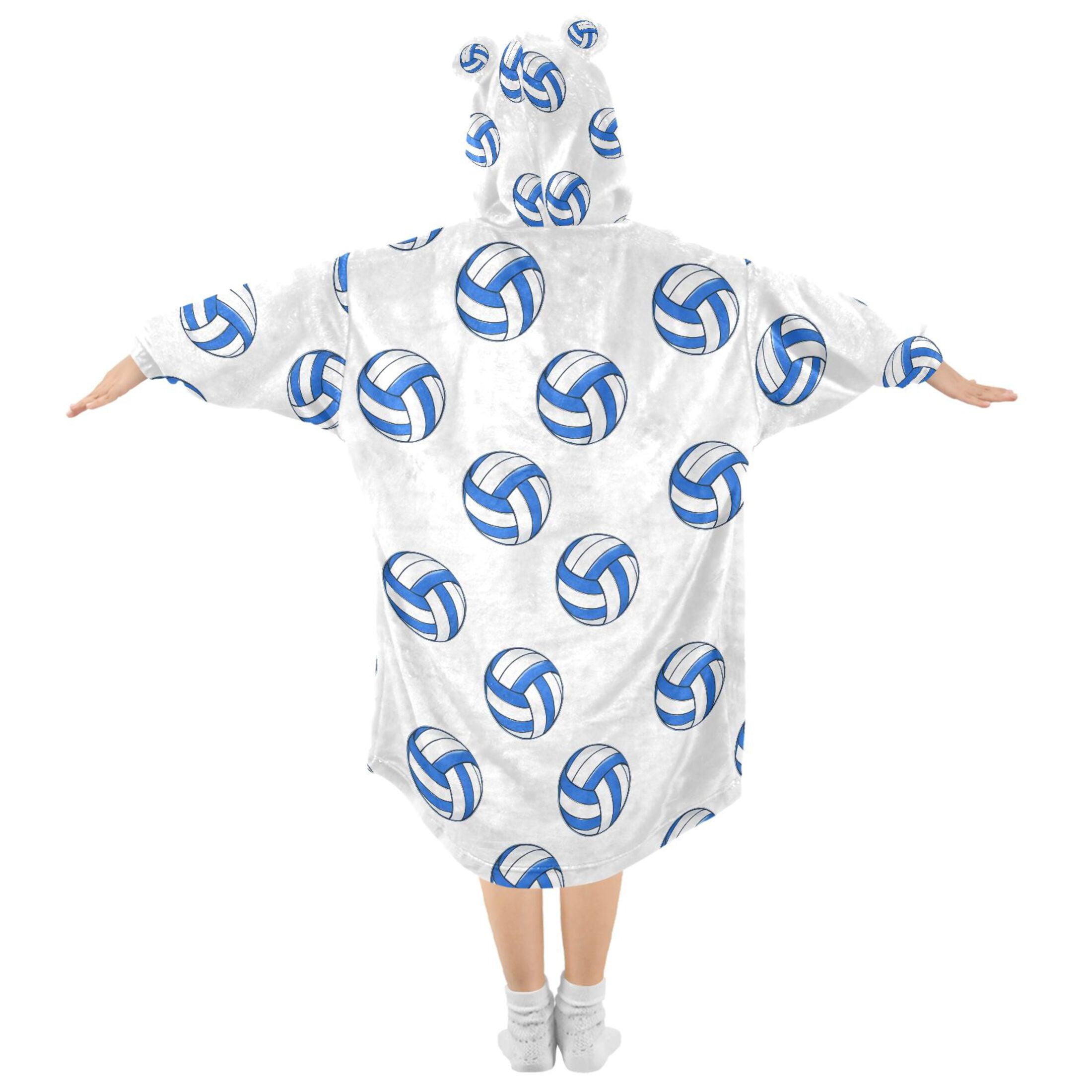 joogoo Wearable Blanket Hoodie Volleyball Blue for Flannel Sherpa Pocket 3-14 YR S