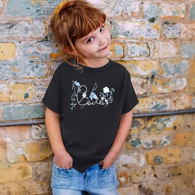 T-shirts à Manches Courtes Imprimés pour Filles, Tenue d'Été Tendance pour Fillettes, Vêtements pour Filles de 12-13 Ans