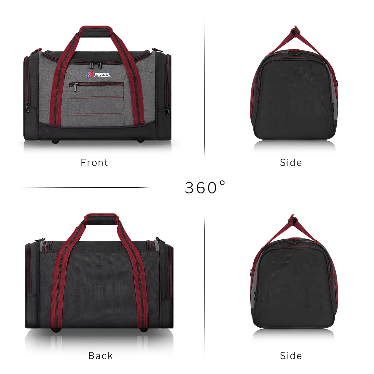 20" Travel Duffel Bag 45L Lightweight Foldable Sports Gym Bag Adjustable Strap Tear-Resistant Weekender Overnight Bag, Red(LX298)