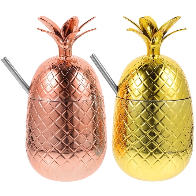 2 juegos de vasos de piña para cóctel, vasos de piña con pajita para cóctel, para fiestas navideñas