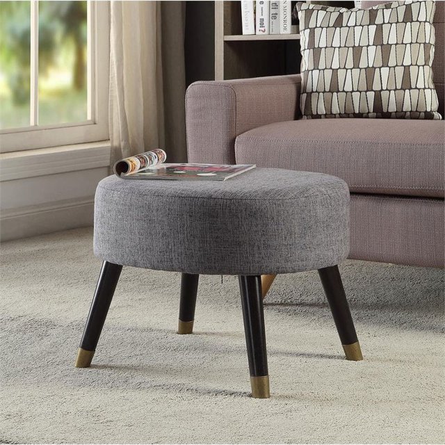 Allora Mid-Century Ottoman Stool in Gray