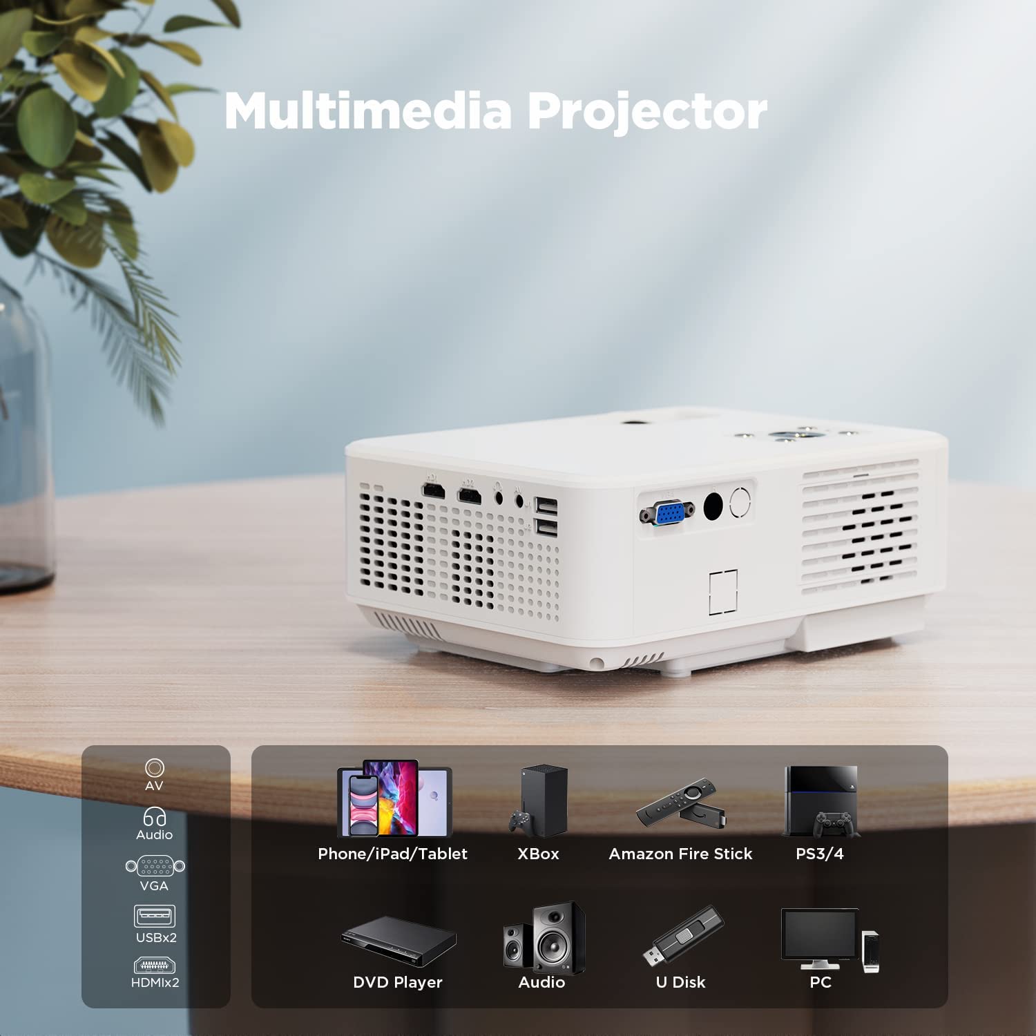 WiFi Projector | HD 1080P 200" Display Supported Home Theater Projector | Portable Mini Projector for Outdoor Movie Night - image 6 of 11