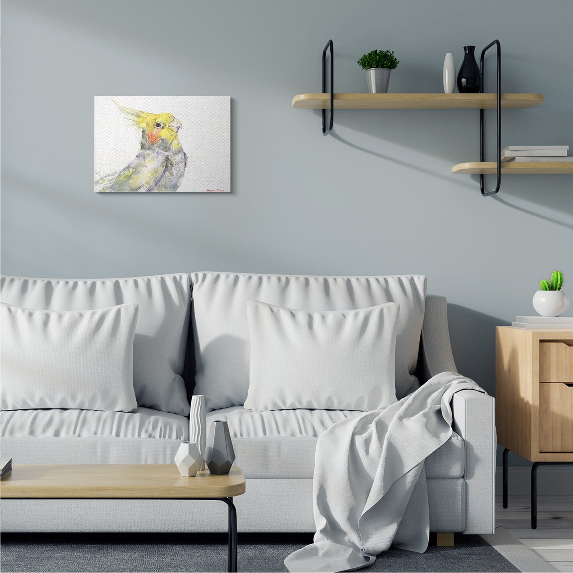 Stupell Industries Cockatiel Bird Portrait Tropical Yellow Grey Pet Canvas Wall Art, 36 x 48, Design by George Dyachenko