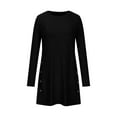 thumbnail image 6 of Ashirexll Womens Long Sleeve Dresses, Midi Dresses for Women, Fashion Casual Solid Round Neck Button Front Fall Winter Dress, 6 of 7
