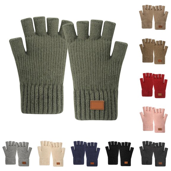 Daznico Winter Gloves, Winter Thermal Half Finger Knitted Warm Touchscreen Texting Mittens for and Cold Weather Hand