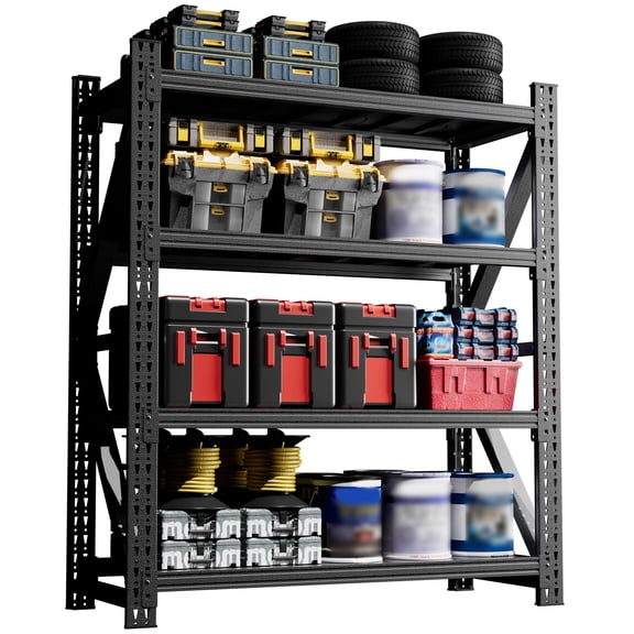 Heavy Duty Metal Adjustable Garage Shelves, 4000LBS Storage Rack (69"H x 59"W x 23.6"D) Industrial Shelving Unit for Warehouse, Black