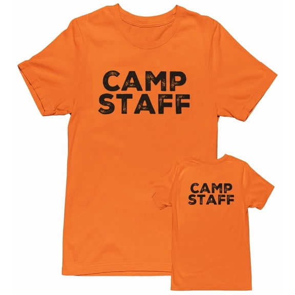 NYC FACTORY Men's Camp Staff Tee NR, Front & Back, Safety Orange, M