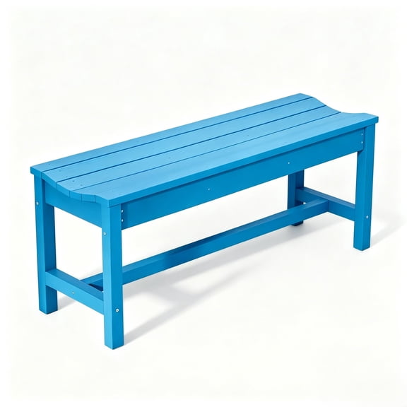 2-Person Outdoor Bench Backless, HDPE Outdoor Benches Weatherproof, 800 Lbs Ergonomic Curved Seat Garden Bench, Poly Lumber Patio Furniture for Garden, Porch and Park